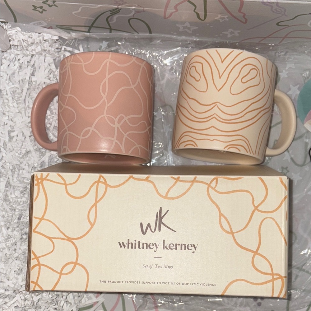 Pink and Cream Mug Set by Whitney Kerney for Causebox (2 mugs) new in box
